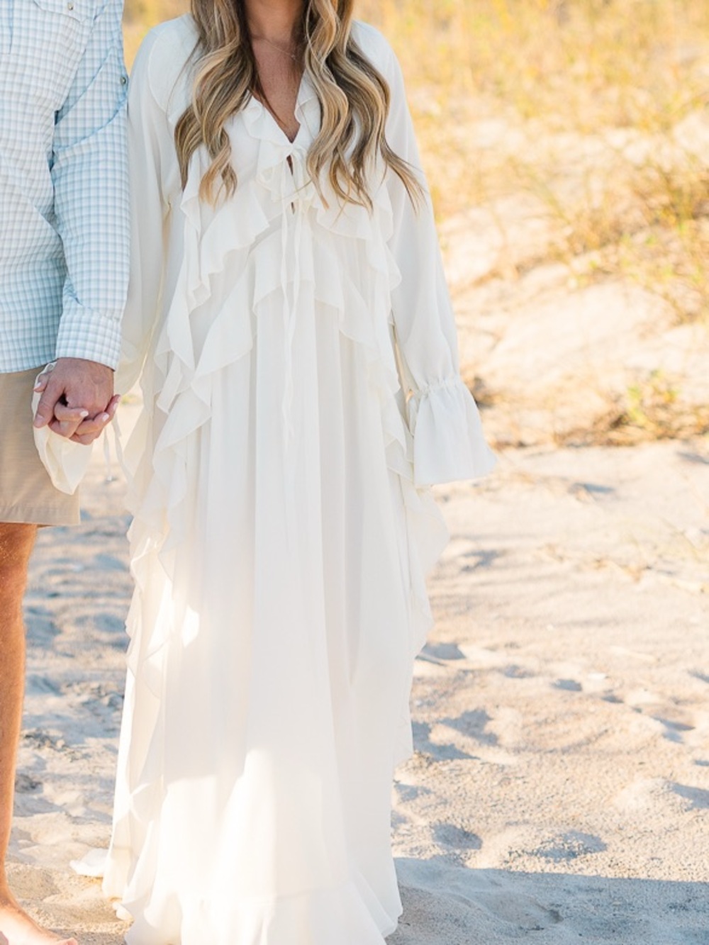 Ivory Ruffled V-Neck Maxi Dress - Picture 2 of 3